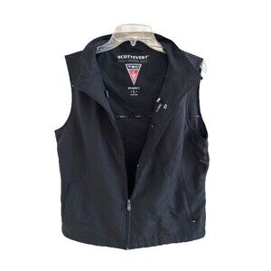 EUC ScottEVest RFID TEC Travel Vest Womens Black Full Zip Cargo  Sz L